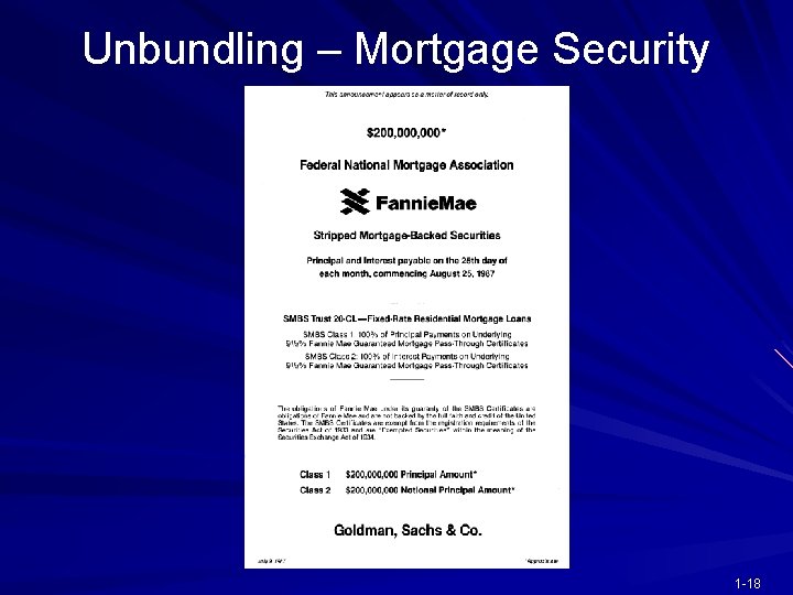 Unbundling – Mortgage Security 1 -18 