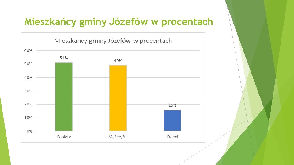 Mieszkańcy gminy Józefów w procentach 