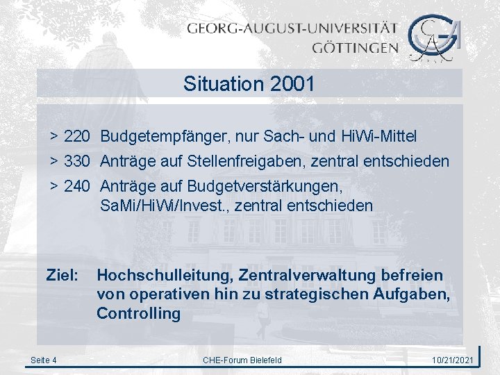 Situation 2001 > 220 Budgetempfänger, nur Sach- und Hi. Wi-Mittel > 330 Anträge auf