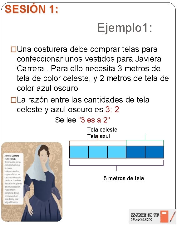 SESIÓN 1: Ejemplo 1: �Una costurera debe comprar telas para confeccionar unos vestidos para