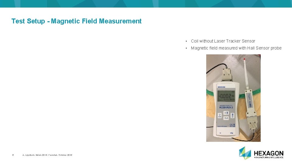 Test Setup - Magnetic Field Measurement • Coil without Laser Tracker Sensor • Magnetic