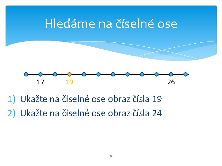 Hledáme na číselné ose 17 19 26 1) Ukažte na číselné ose obraz čísla