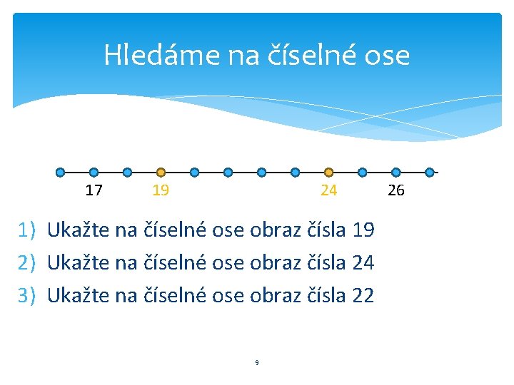 Hledáme na číselné ose 17 19 24 1) Ukažte na číselné ose obraz čísla