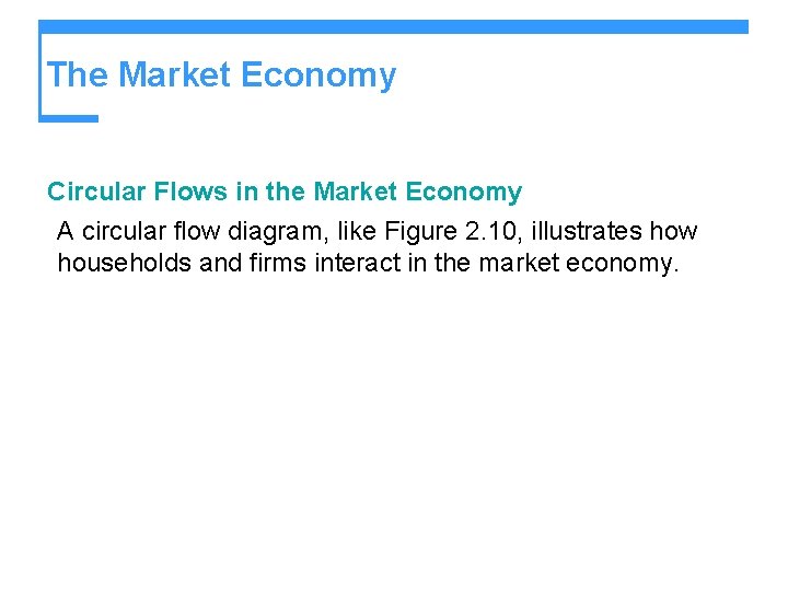 The Market Economy Circular Flows in the Market Economy A circular flow diagram, like