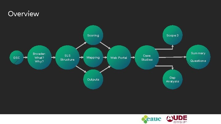 Overview Scoring GSC Broader: What? Why? SLS Structure Mapping Outputs Scope 3 Web Portal
