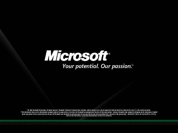 • © 2009 Microsoft Corporation. All rights reserved. Microsoft, Windows Vista and other