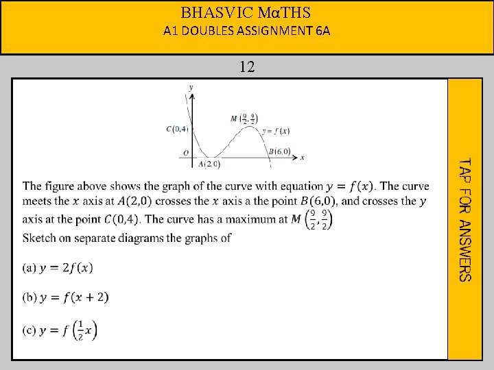 BHASVIC MαTHS A 1 DOUBLES ASSIGNMENT 6 A 12 