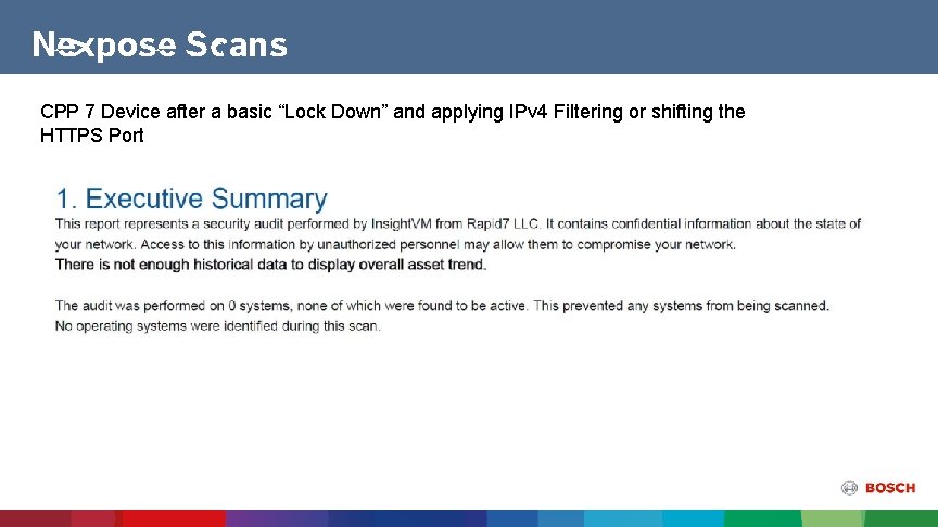 Nexpose Scans CPP 7 Device after a basic “Lock Down” and applying IPv 4