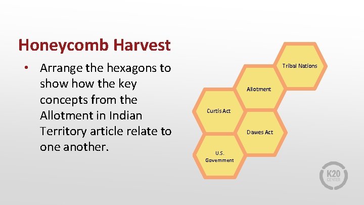 Honeycomb Harvest • Arrange the hexagons to show the key concepts from the Allotment