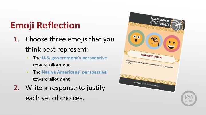 Emoji Reflection 1. Choose three emojis that you think best represent: The U. S.