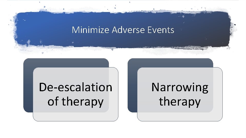 Minimize Adverse Events De-escalation of therapy Narrowing therapy 