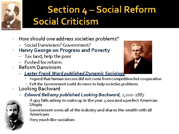 Section 4 – Social Reform Social Criticism • • • How should one address