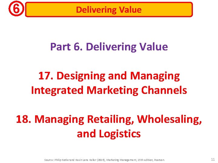 6 Delivering Value Part 6. Delivering Value 17. Designing and Managing Integrated Marketing Channels