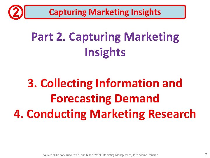 2 Capturing Marketing Insights Part 2. Capturing Marketing Insights 3. Collecting Information and Forecasting