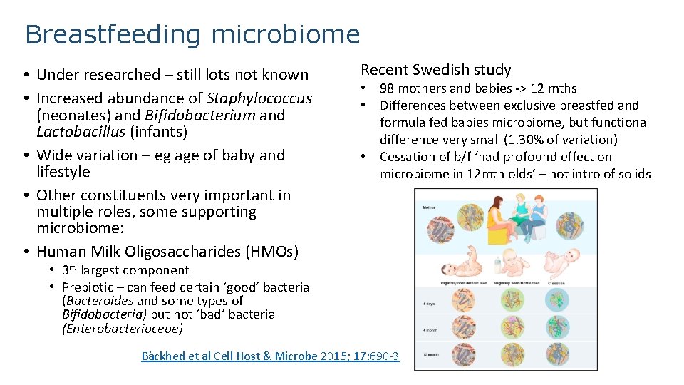 Breastfeeding microbiome • Under researched – still lots not known • Increased abundance of