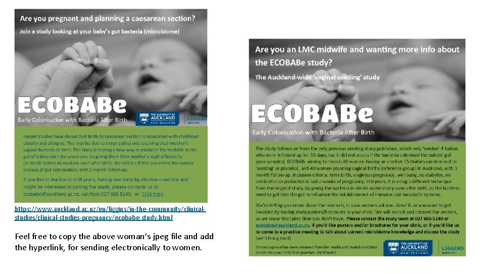 https: //www. auckland. ac. nz/en/liggins/in-the-community/clinicalstudies/clinical-studies-pregnancy/ecobabe-study. html Feel free to copy the above woman’s jpeg