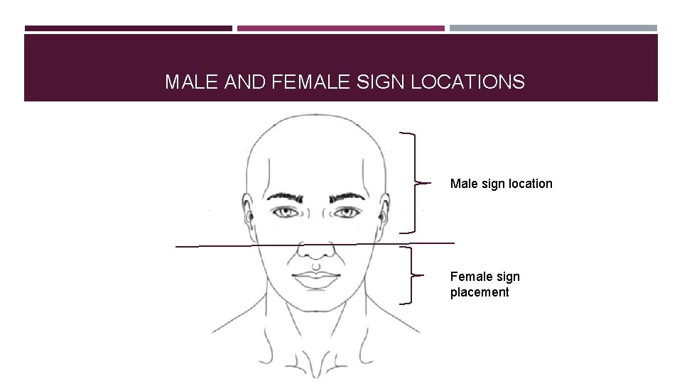 MALE AND FEMALE SIGN LOCATIONS Male sign location Female sign placement 