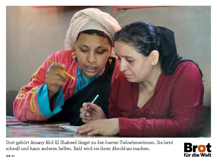 Dort gehört Amany Abd El Shaheed längst zu den besten Teilnehmerinnen. Sie lernt schnell