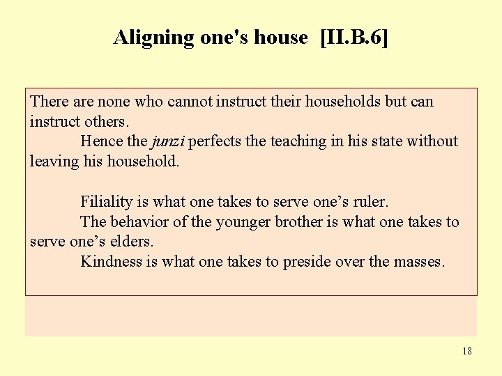 Aligning one's house [II. B. 6] There are none whoof cannot instruct their households