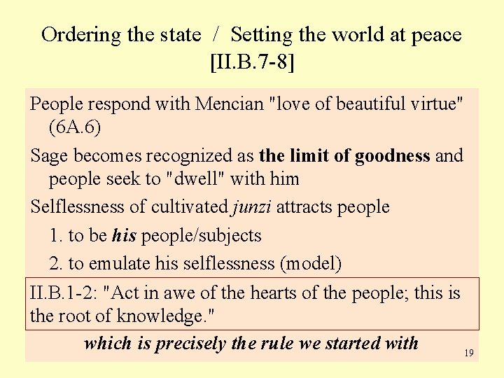 Ordering the state / Setting the world at peace [II. B. 7 -8] People