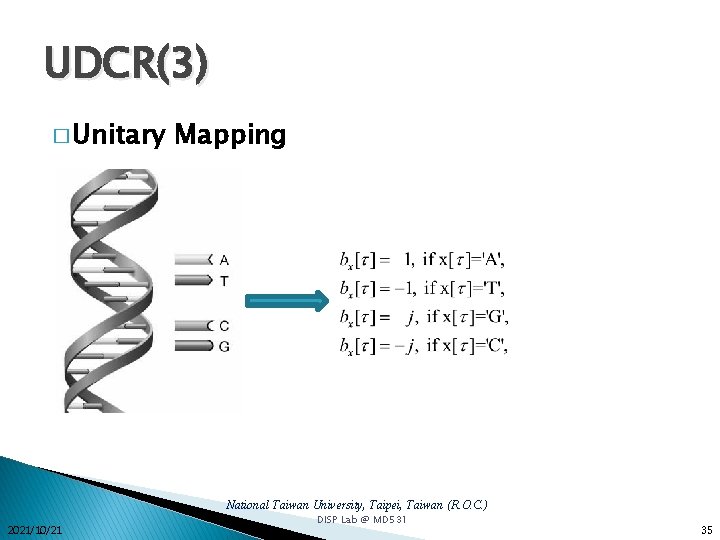 UDCR(3) � Unitary Mapping National Taiwan University, Taipei, Taiwan (R. O. C. ) 2021/10/21 UDCR(3) � Unitary Mapping National Taiwan University, Taipei, Taiwan (R. O. C. ) 2021/10/21