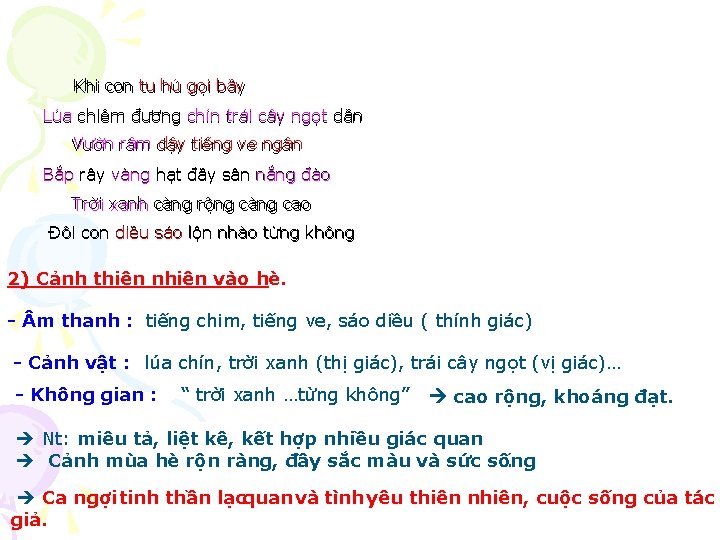 Khi con tu hú gọi bầy Lúa chiêm đương chín trái cây ngọt dần