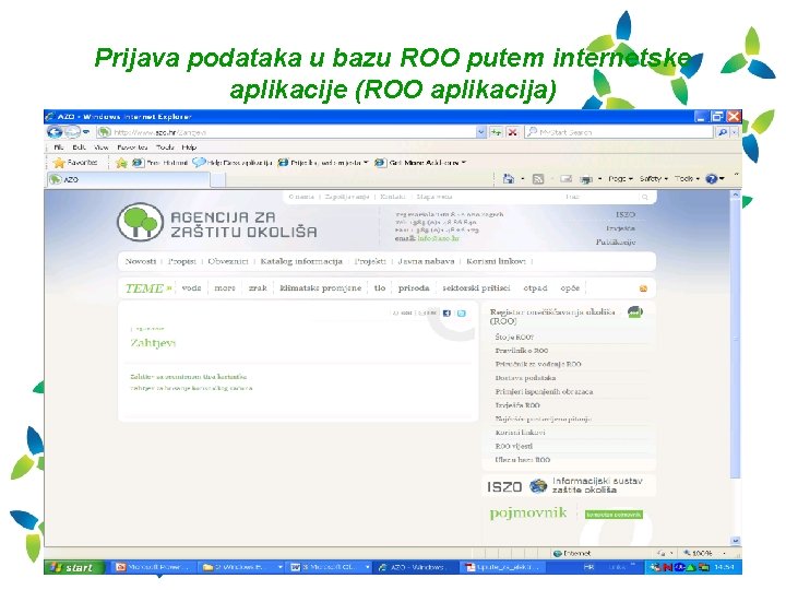 Prijava podataka u bazu ROO putem internetske aplikacije (ROO aplikacija) 