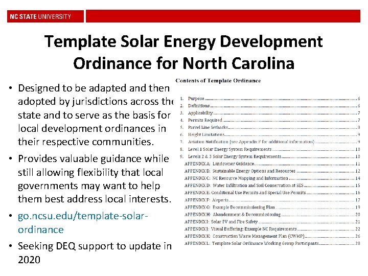 Template Solar Energy Development Ordinance for North Carolina • Designed to be adapted and