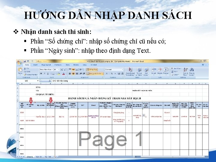 HƯỚNG DẪN NHẬP DANH SÁCH v Nhận danh sách thí sinh: § Phần “Số