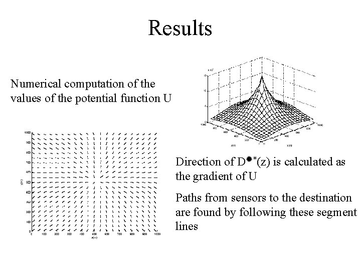 Results Numerical computation of the values of the potential function U Direction of D