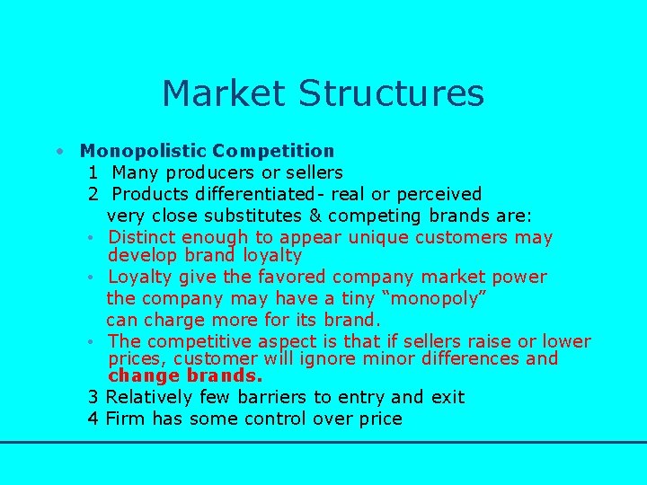 http: //www. bized. co. uk Market Structures • Monopolistic Competition 1 Many producers or