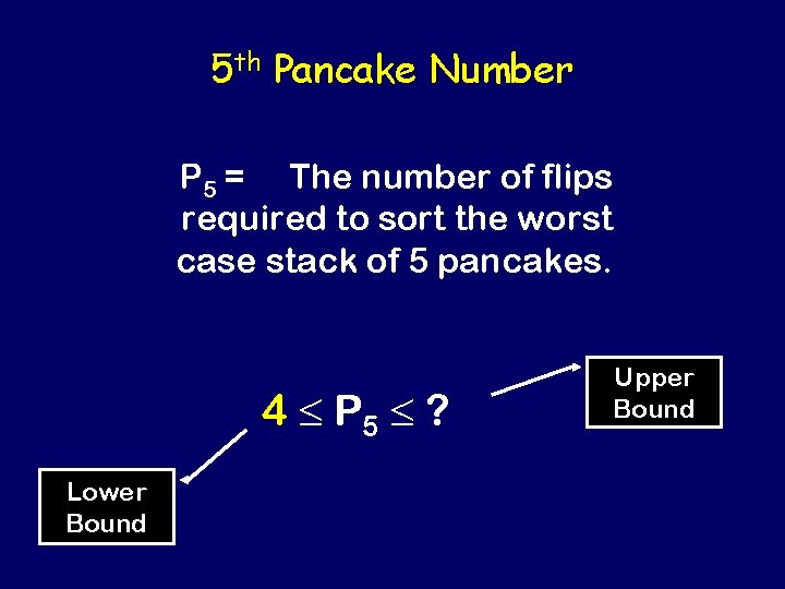 5 th Pancake Number P 5 = The number of flips required to sort