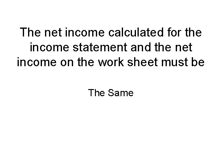 The net income calculated for the income statement and the net income on the