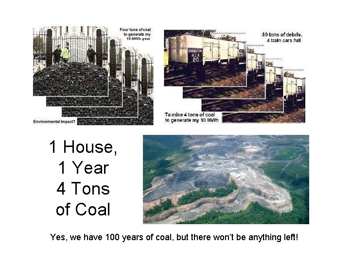 1 House, 1 Year 4 Tons of Coal Yes, we have 100 years of