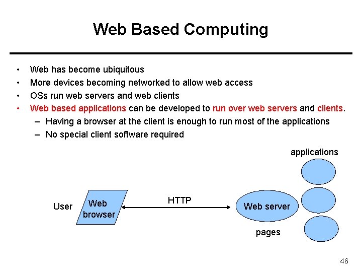 Web Based Computing • • Web has become ubiquitous More devices becoming networked to