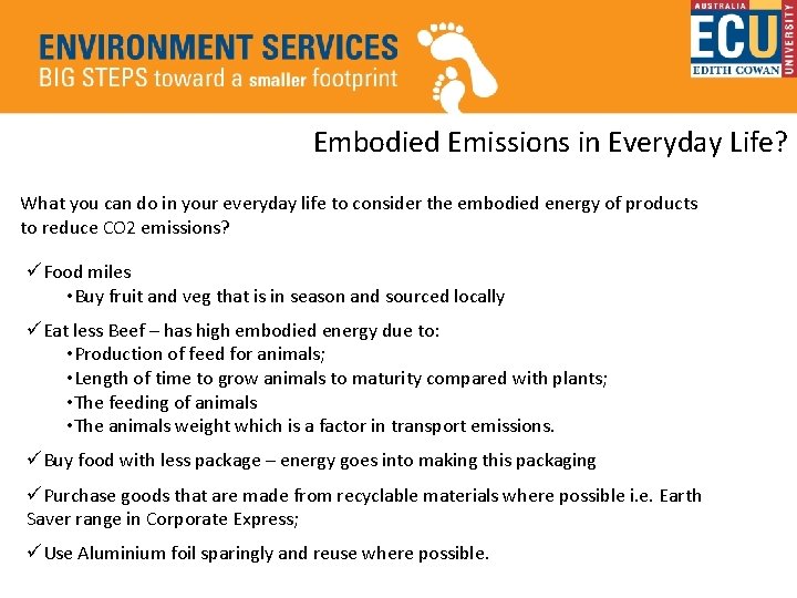 Embodied Emissions in Everyday Life? What you can do in your everyday life to
