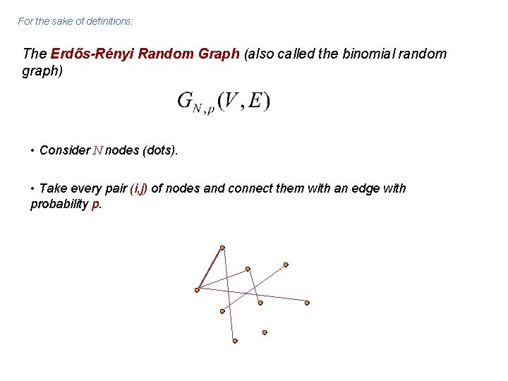 For the sake of definitions: The Erdős-Rényi Random Graph (also called the binomial random