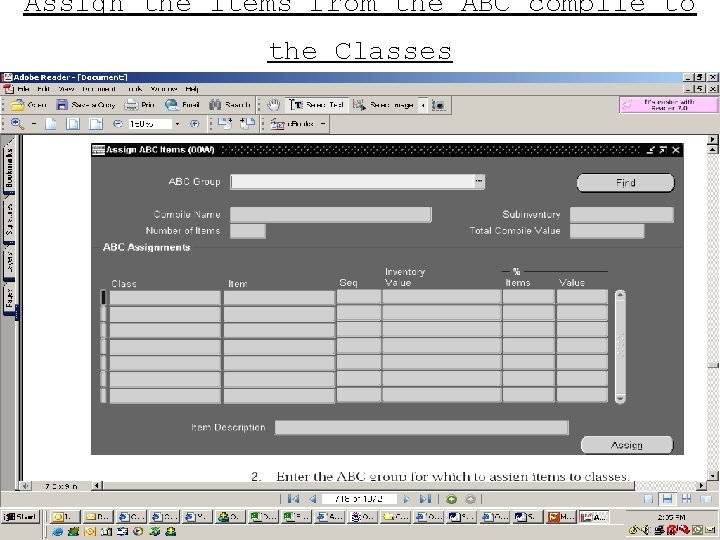 Assign the Items from the ABC compile to the Classes 