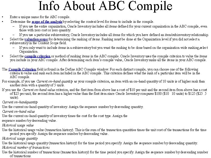 Info About ABC Compile • • Enter a unique name for the ABC compile.