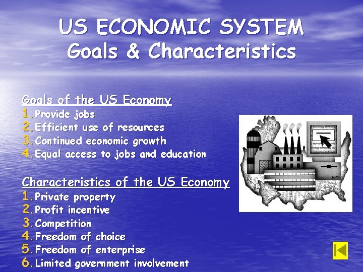US ECONOMIC SYSTEM Goals & Characteristics Goals of the US Economy 1. Provide jobs