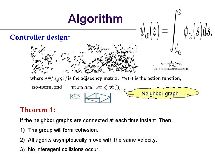 Algorithm Controller design: where A=[aij(q)] is the adjacency matrix, (·) is the action function,