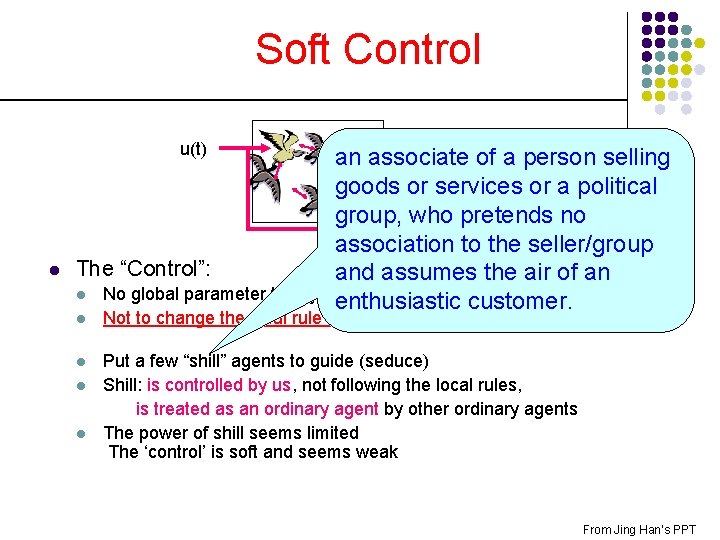 Soft Control u(t) l an associate of a person selling y(t) goods or services
