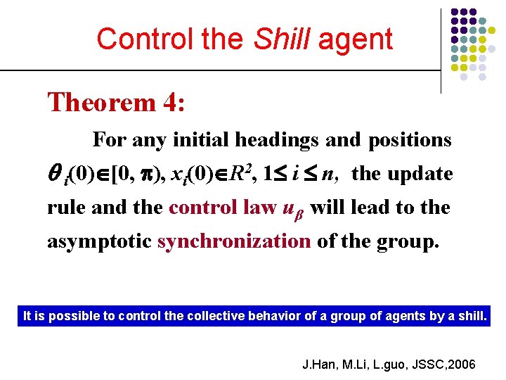 Control the Shill agent Theorem 4: For any initial headings and positions i(0) [0,