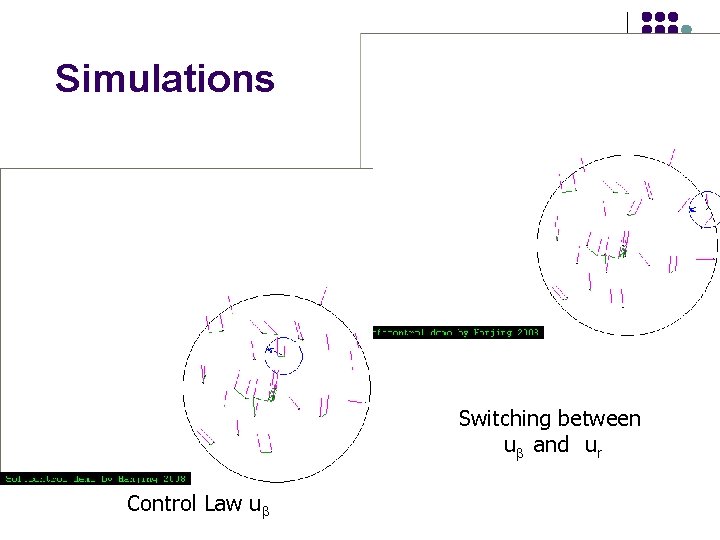 Simulations Switching between u and ur Control Law u 