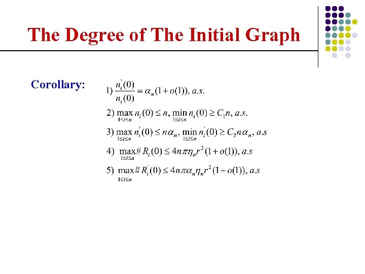 The Degree of The Initial Graph Corollary: 