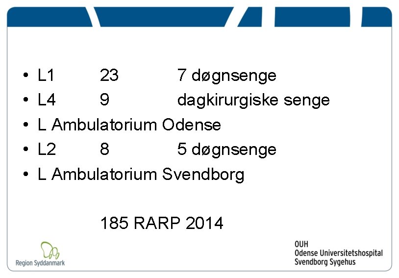  • • • L 1 23 7 døgnsenge L 4 9 dagkirurgiske senge