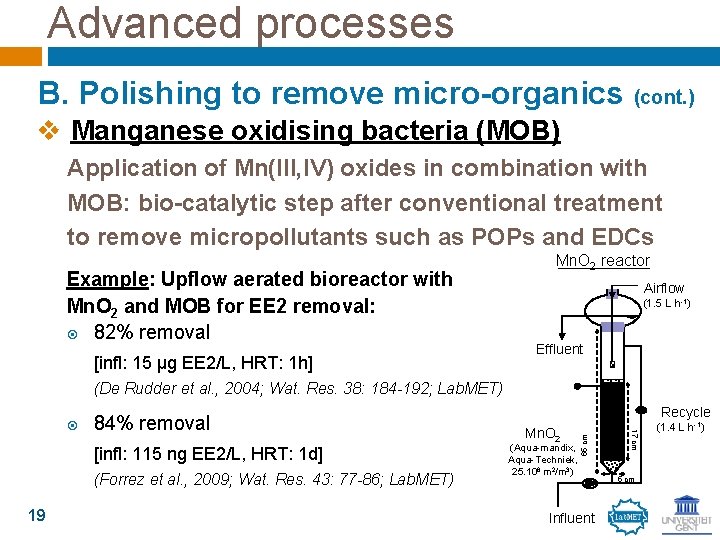 Advanced processes B. Polishing to remove micro-organics (cont. ) v Manganese oxidising bacteria (MOB)