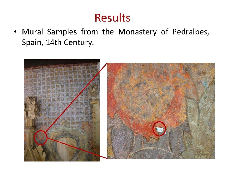 Results • Mural Samples from the Monastery of Pedralbes, Spain, 14 th Century. 