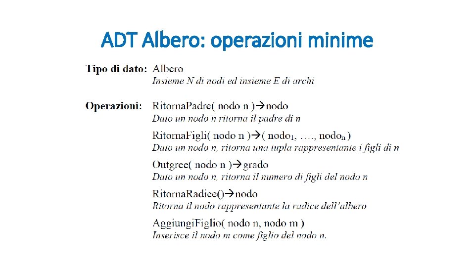 ADT Albero: operazioni minime 