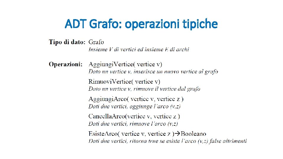 ADT Grafo: operazioni tipiche 